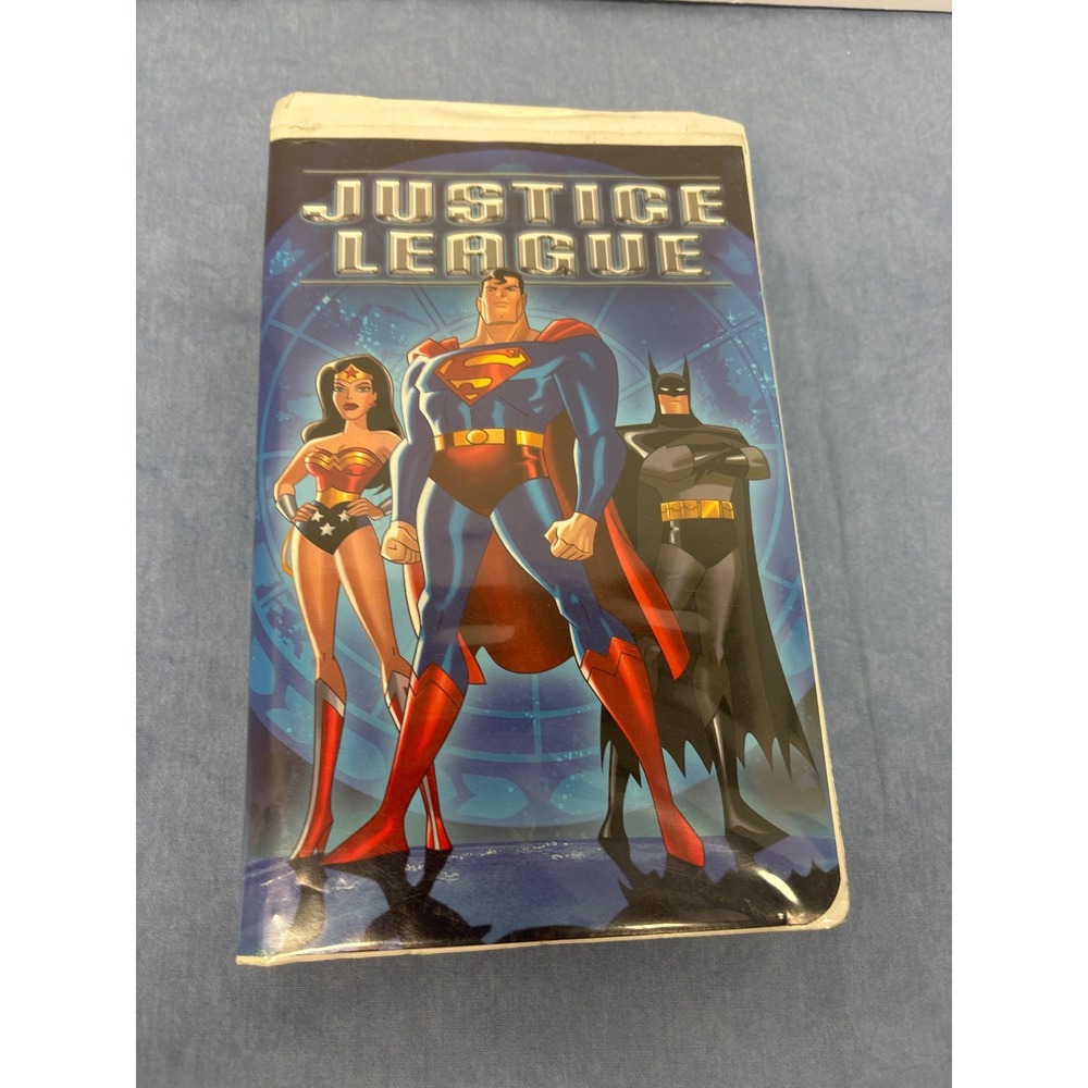 Warner Home Video Justice League VHS Kids OS Blue Good Secret Origins 2002